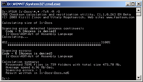 FastSum - Powerful utility for files integrity control.